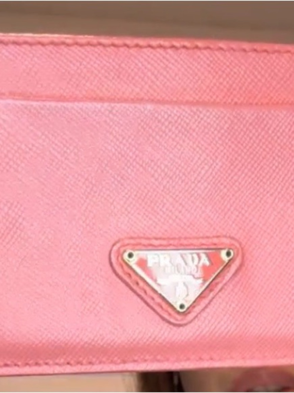 Prada Pink Saffiano Leather cardholder with iconic Triangle Logo - Picture 6 of 10